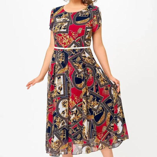 ✨💖[S-4XL]💋Rochie vintage din șifon cu croi în A🌹